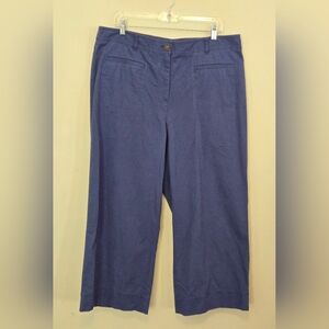 Talbots Wide Leg High Rise Crop Pants NWT  Women's Size 16 Blue